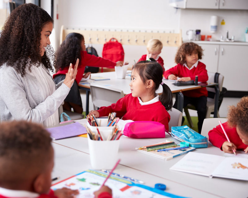 teacher with children