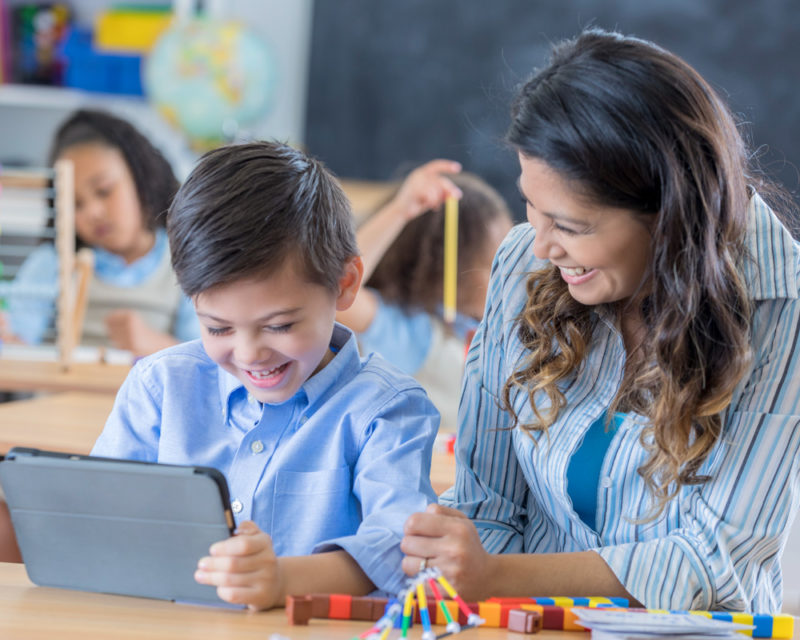 teacher with student