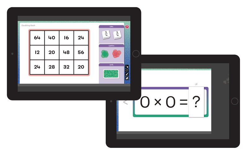 book and box of fact strategies on ipads