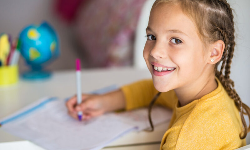 student writing