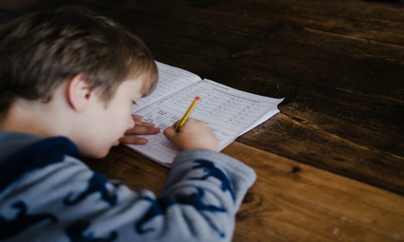 child doing math