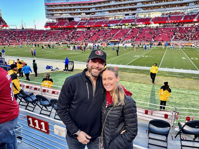 two people at a sports game