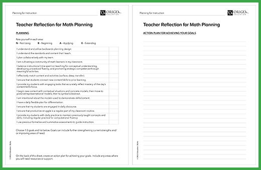 math leaders tool - math planning reflection worksheet for teachers