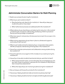 math planning - conversation starters worksheet for mathematics leaders